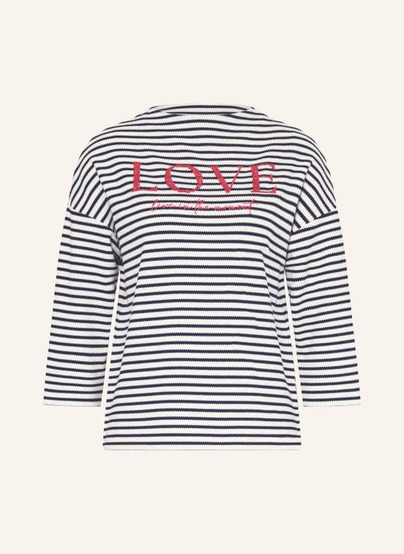 s.Oliver BLACK LABEL Shirt mit 3/4-Arm WEISS / DUNKELBLAU