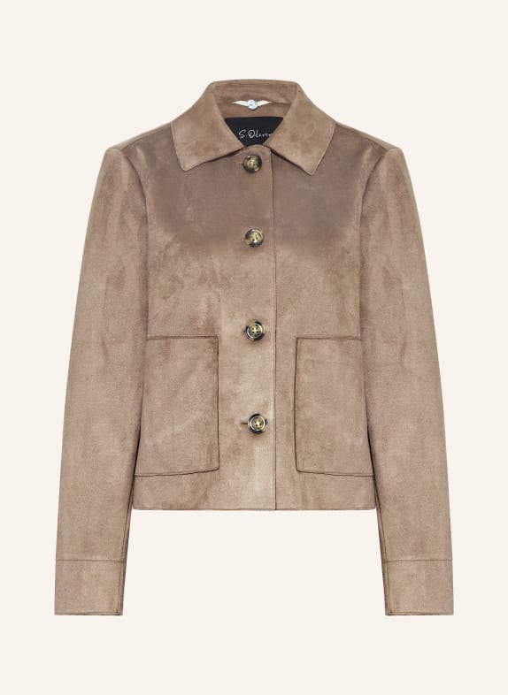 s.Oliver BLACK LABEL Sako v koženém vzhledu ČERNOŠEDÁ