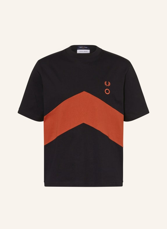 FRED PERRY T-Shirt SCHWARZ / DUNKELORANGE