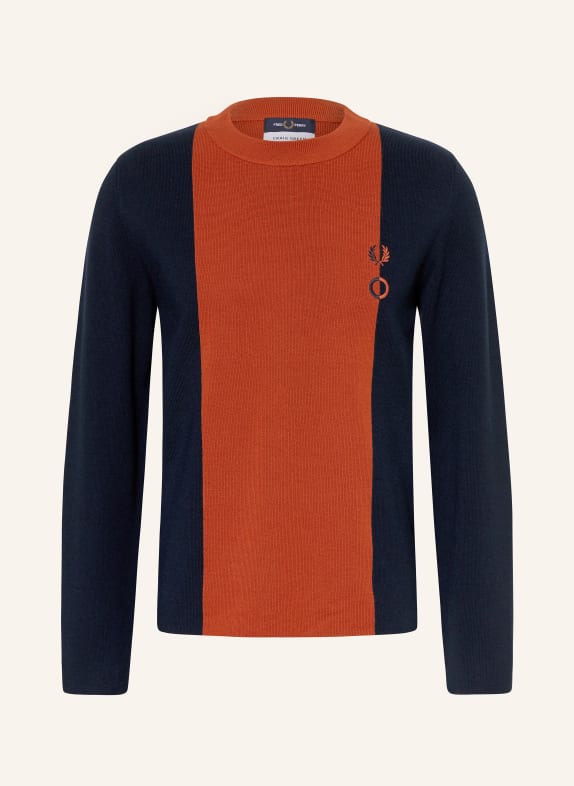 FRED PERRY Pullover DUNKELBLAU / DUNKELORANGE