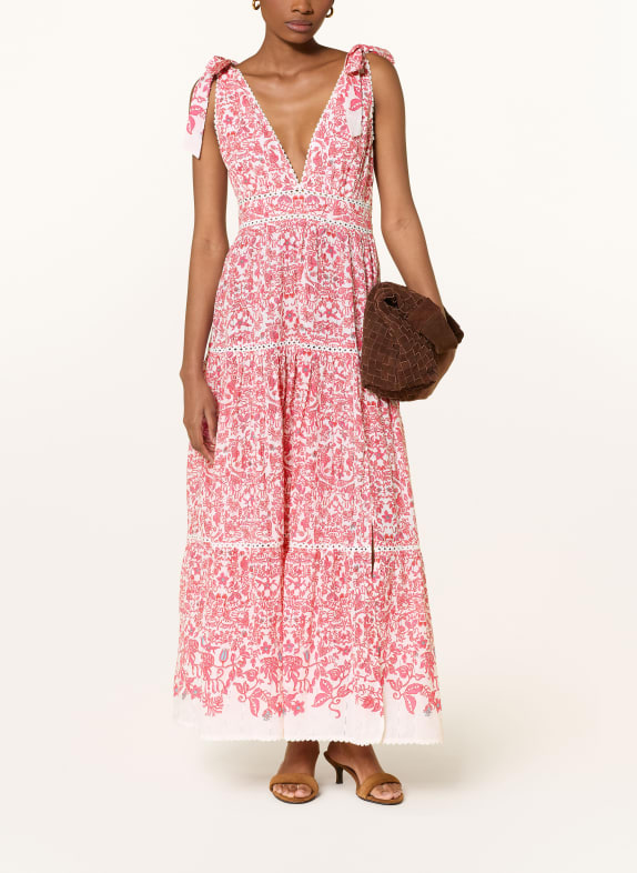 Poupette St Barth Strandkleid PERLA mit Spitze PINK / WEISS