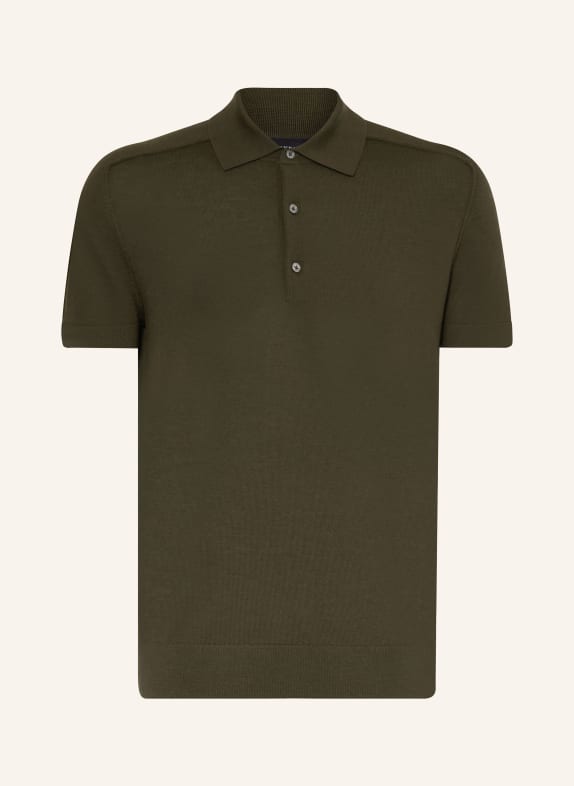 STROKESMAN'S knitted polo shirt DARK GREEN