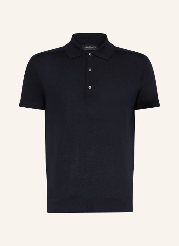 STROKESMAN'S Strick-Poloshirt SCHWARZ