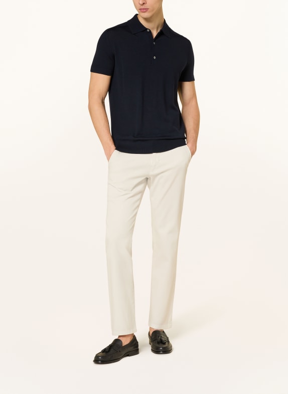 STROKESMAN'S Strikket poloshirt MØRKEBLÅ