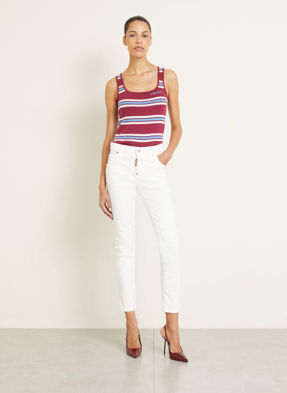DSQUARED2 gebreide top FUCHSIA / LICHTBLAUW / WIT