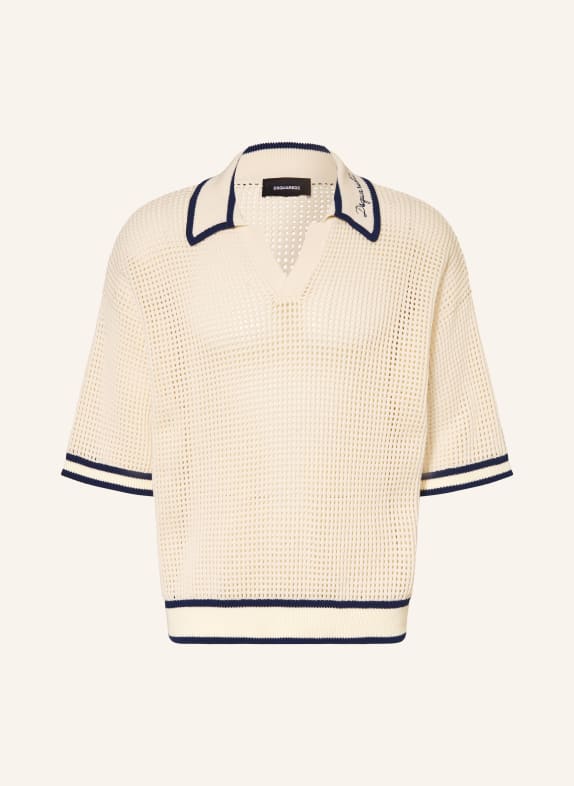 DSQUARED2 Strick-Poloshirt CREME / DUNKELBLAU