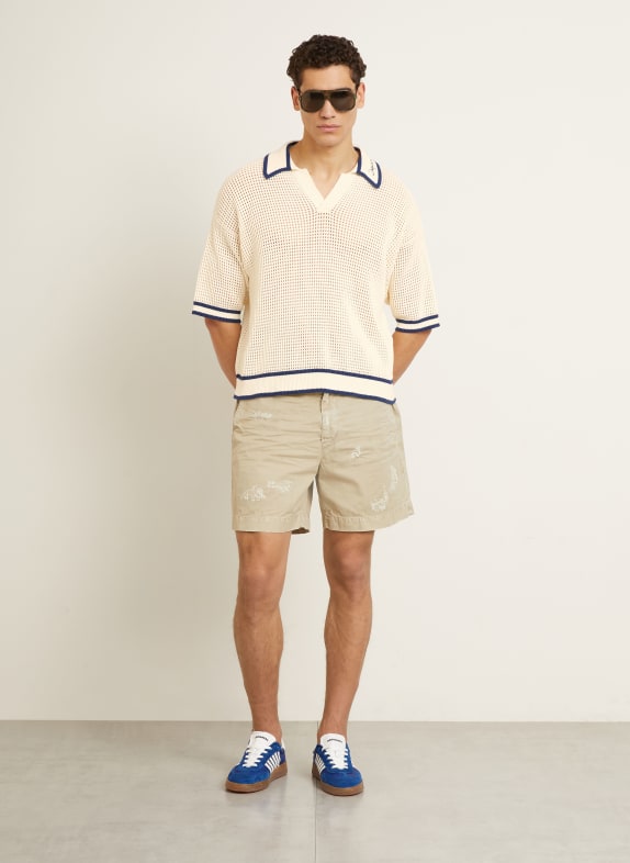 DSQUARED2 Gebreid poloshirt CRÈME / DONKERBLAUW