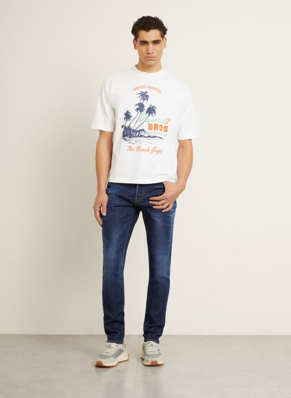 DSQUARED2 T-shirt WIT / ORANJE / DONKERBLAUW