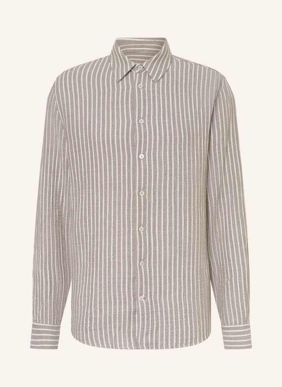 Juvia Mušelínová košile Regular Fit KHAKI / BÍLÁ