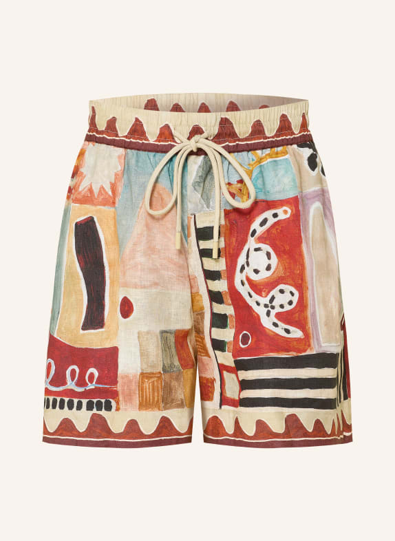 ALÉMAIS Leinenshorts MICHELLE BEIGE / DUNKELROT / SCHWARZ