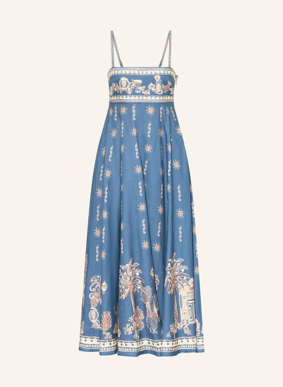 ALÉMAIS Leinenkleid ACACIA BLAU / DUNKELORANGE