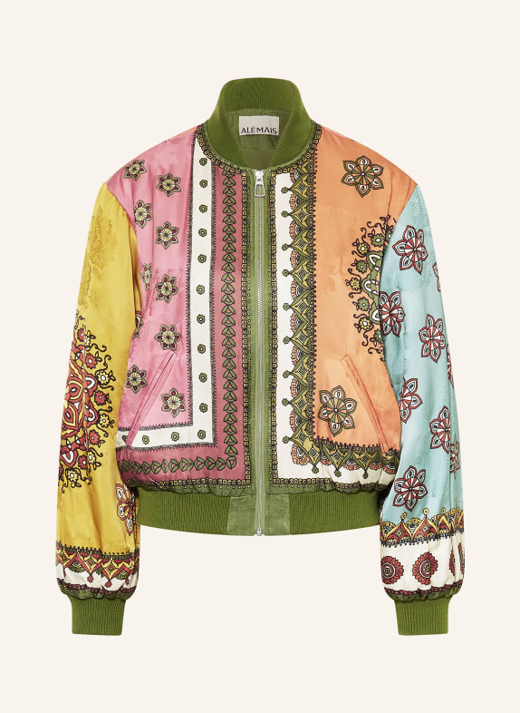 ALÉMAIS Satin blouson CONTINA GREEN / DUSKY PINK / TURQUOISE