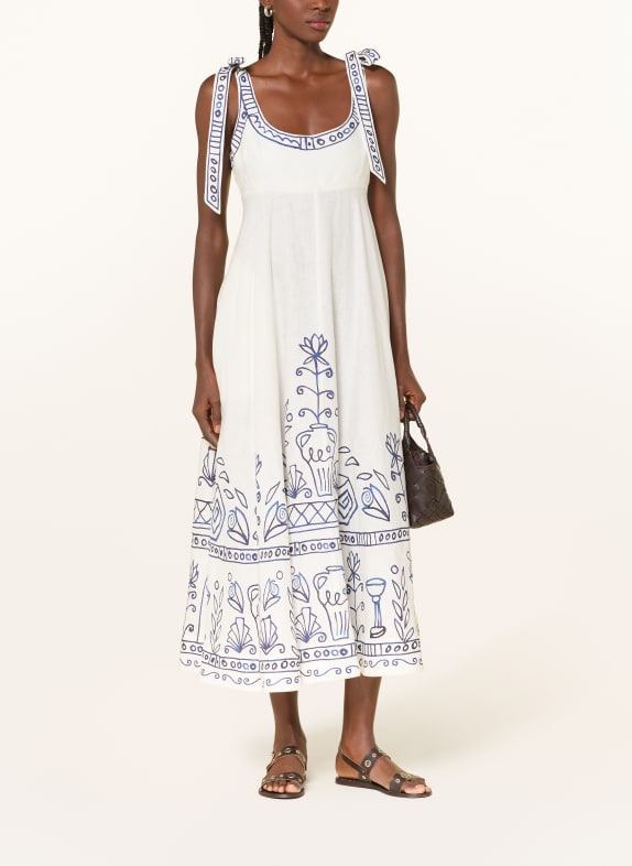 ALÉMAIS Leinenkleid LEELA WEISS / DUNKELBLAU