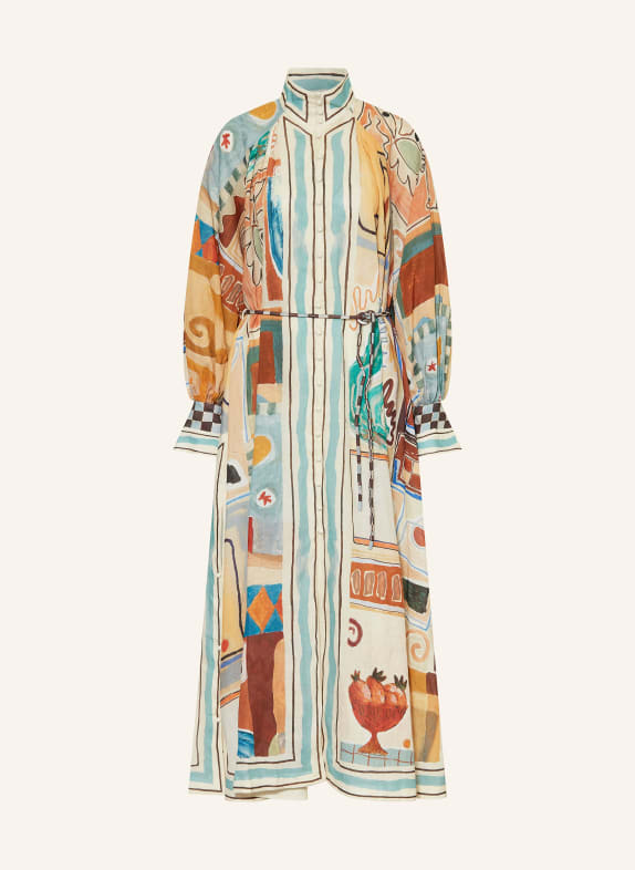 ALÉMAIS Kleid MICHELLE WEISS / BRAUN / TÜRKIS