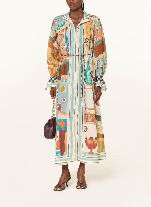 ALÉMAIS Kleid MICHELLE WEISS / BRAUN / TÜRKIS