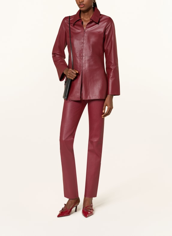 BY MALENE BIRGER Leren broek FLORENTINA DONKERROOD