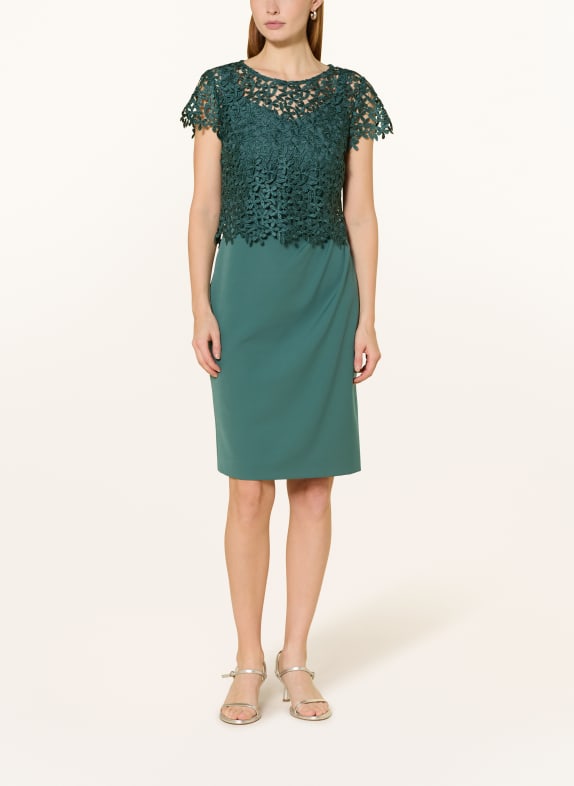 Vera Mont Set: Cocktailkleid mit Blusenshirt aus Spitze DUNKELGRÜN