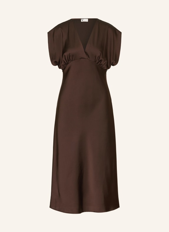 V by Vera Mont saténové šaty TMAVĚ HNĚDÁ