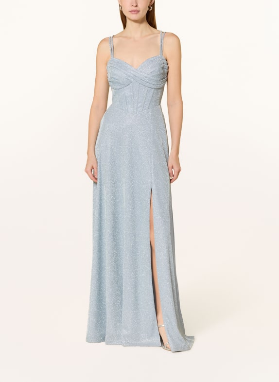 VM Vera Mont Abendkleid mit Cut-outs und Glitzergarn BLAUGRAU