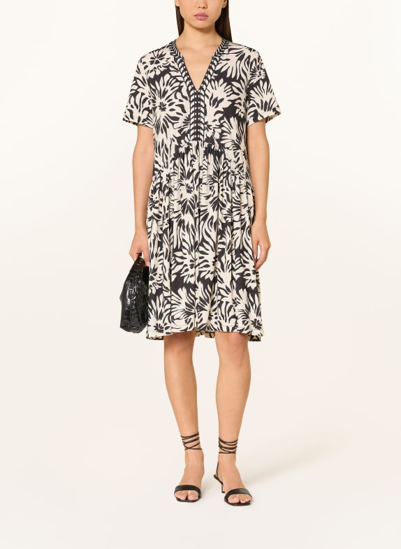 ROBE LÉGÈRE Satinkleid ECRU / SCHWARZ