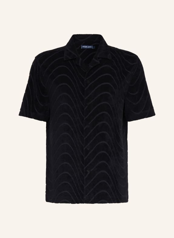 FRESCOBOL CARIOCA Resorthemd ROBERTO Comfort Fit aus Frottee SCHWARZ