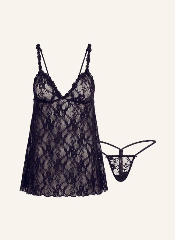 SKIMS Set STRETCH LACE: Schlaftop und String SOOT