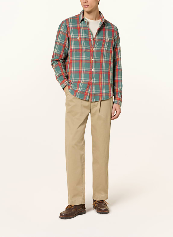 POLO RALPH LAUREN Flanellen overhemd Classic Fit PETROL / ROOD / GEEL