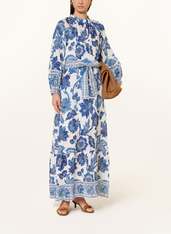 dea kudibal Lněné šaty IDANIADEA s volánky BÍLÁ / MODRÁ