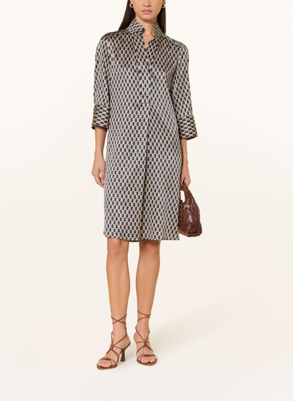 dea kudibal Hedvábné šaty KAMILLESDEA s 3/4 rukávem TMAVĚ MODRÁ / BÉŽOVÁ