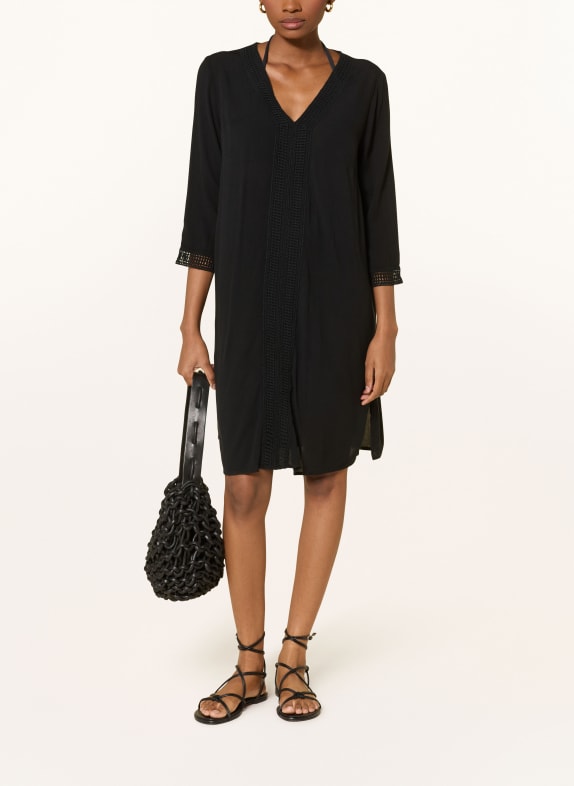 Charmline Strandkleid mit 3/4-Arm SCHWARZ