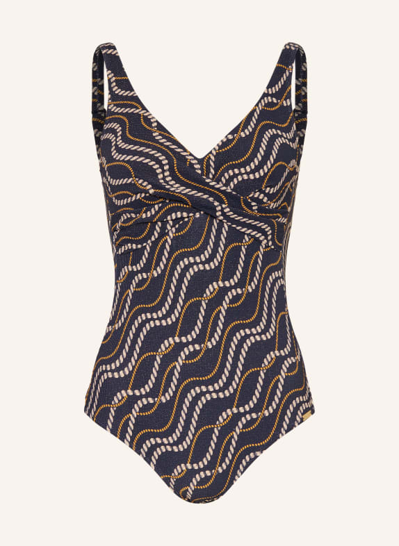 Charmline Maillot de bain Shape MARINA LUXE avec fil pailleté BLEU FONCÉ / BEIGE / JAUNE FONCÉ