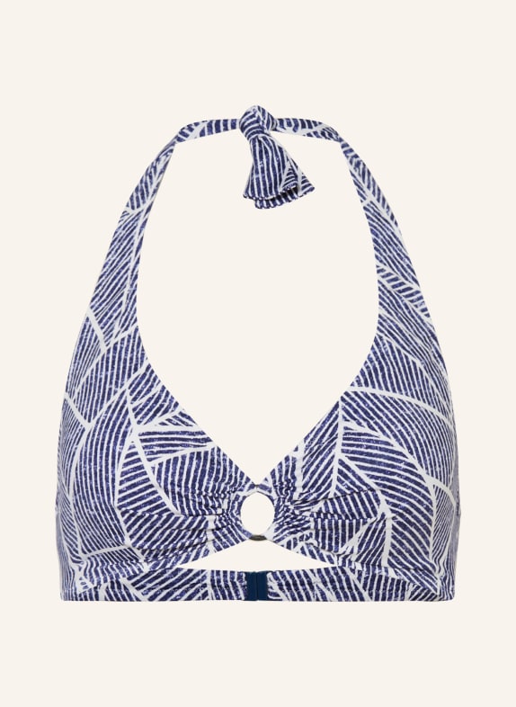 Lidea Halter-neck bikini top INDIGO GRID DARK BLUE / WHITE