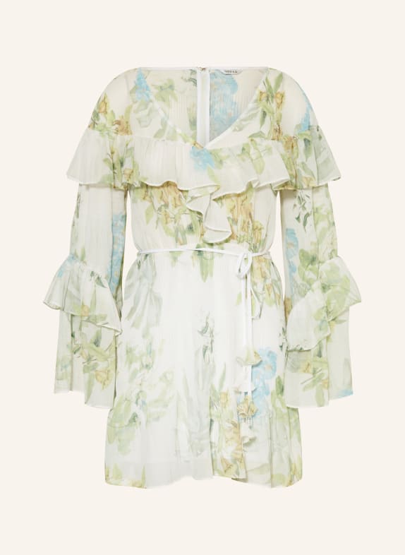 GUESS Šaty LAURENCE s volánky KRÉMOVÁ / SVĚTLE ZELENÁ