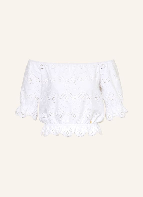 GUESS Off-shoulder blouse made of eyelet lace CREAM