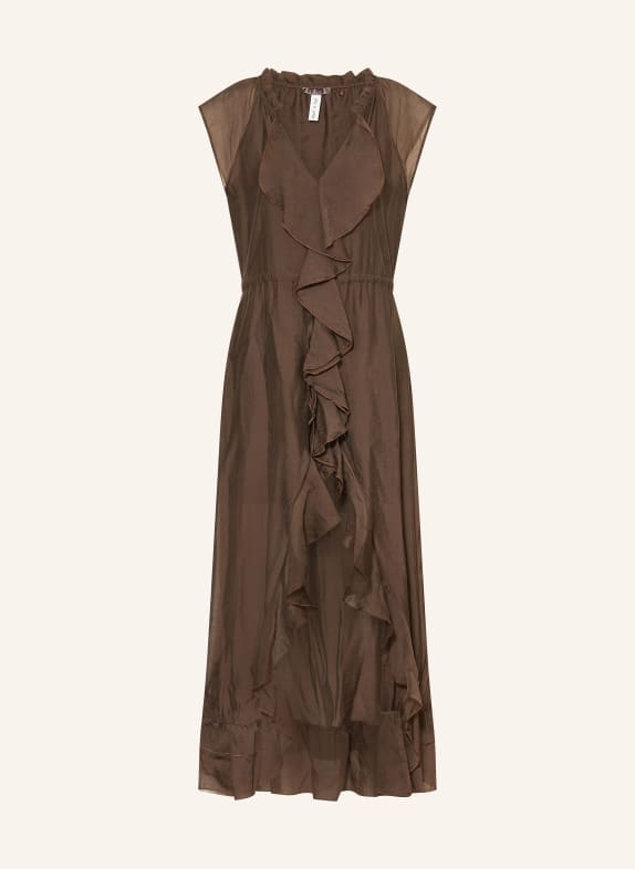 GUESS Kleid MAELYS mit Volants DUNKELBRAUN