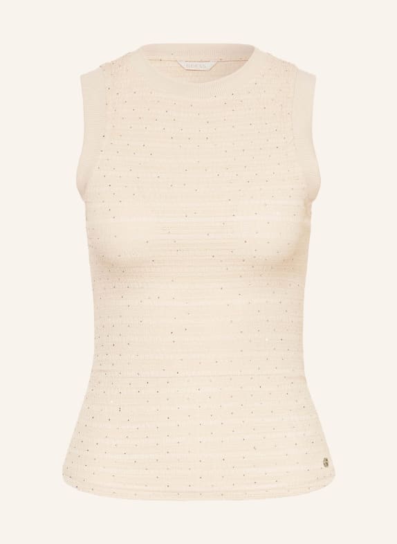 GUESS Top FRANCINE mit Schmucksteinen BEIGE