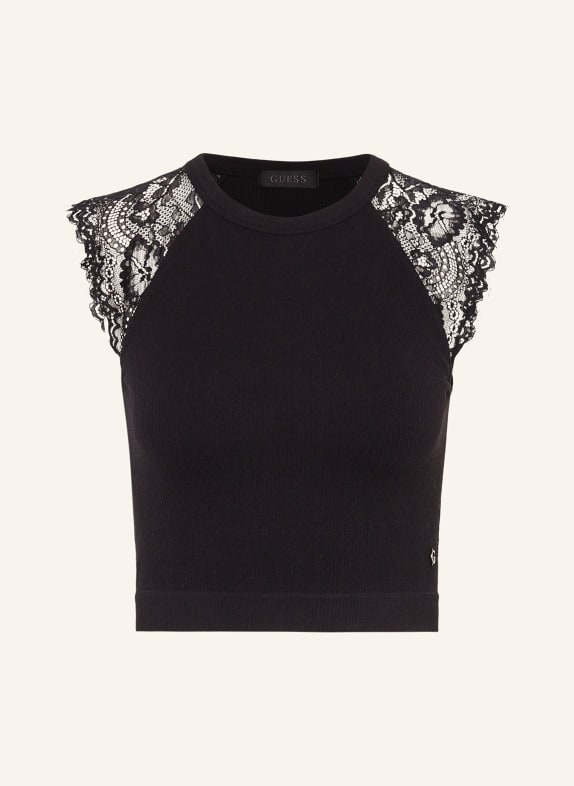 GUESS Cropped-Top MILLIE mit Spitze SCHWARZ