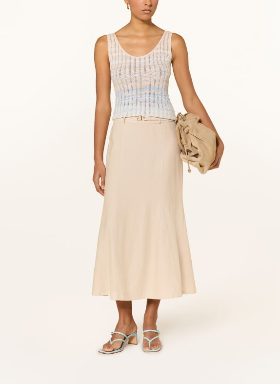 GUESS ROSALYN knit top with glitter yarn BEIGE / LIGHT BROWN / LIGHT BLUE