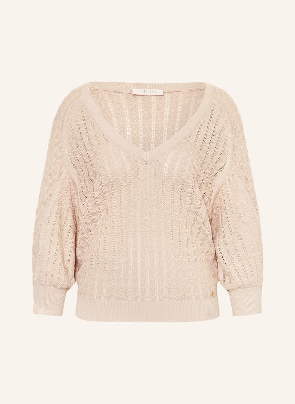 GUESS Pullover ROSALYN mit Gitzergarn und 3/4-Arm BEIGE