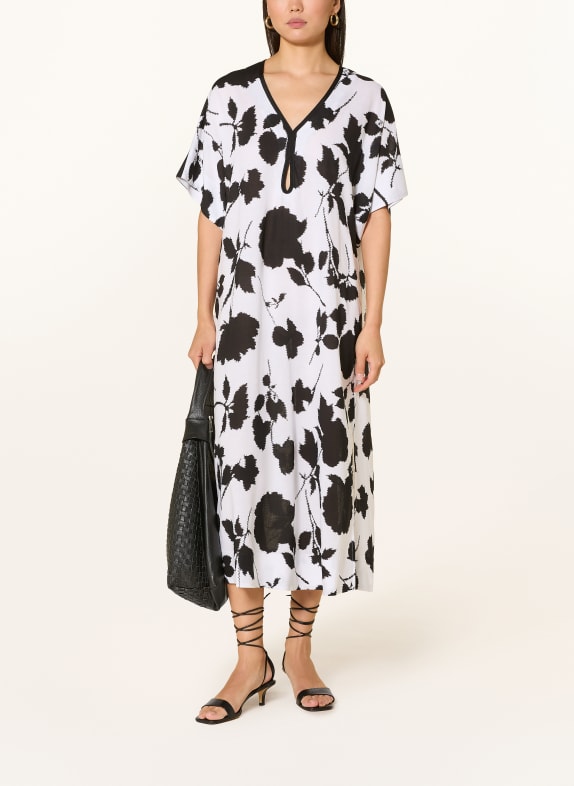 MARYAN MEHLHORN Sukienka plażowa FLORASCAPE z lnem BIAŁY / CZARNY