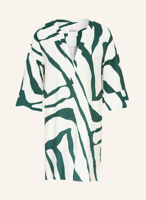 MARYAN MEHLHORN SILHOUET beach dress with 3/4 sleeves WHITE / DARK GREEN