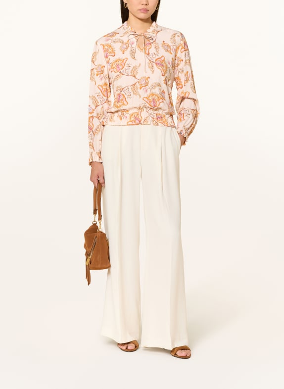 Emily VAN DEN BERGH Blouse met ruches CRÈME / ORANJE / LICHTBLAUW