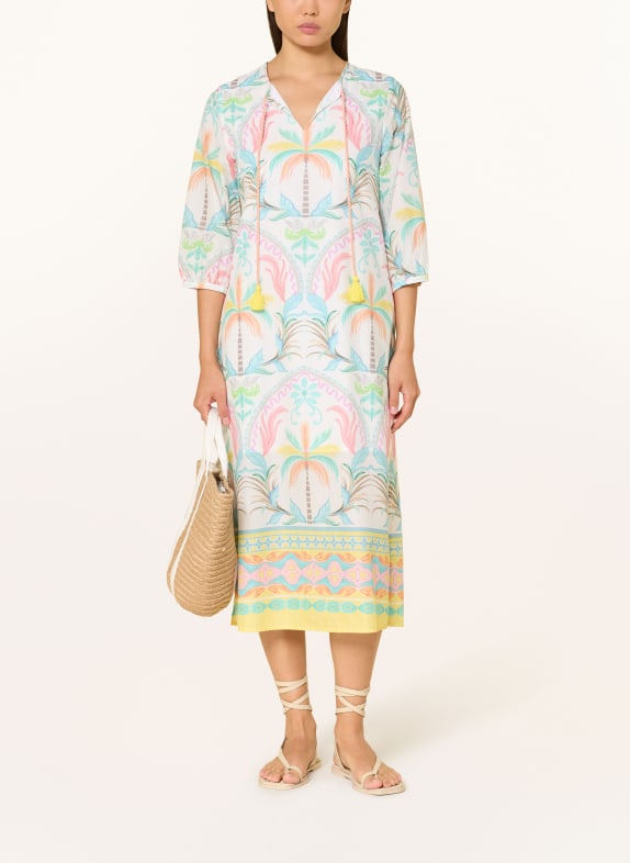 Emily VAN DEN BERGH robe BLANC / SAUMON / TURQUOISE