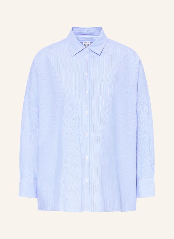 Emily VAN DEN BERGH Hemdbluse mit 3/4-Arm HELLBLAU / WEISS