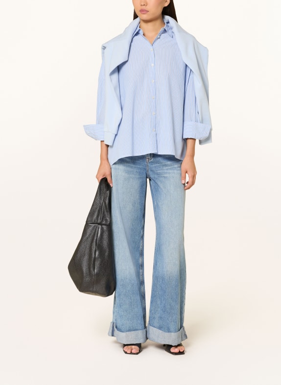 Emily VAN DEN BERGH Overhemdblouse met 3/4-mouwen LICHTBLAUW / WIT