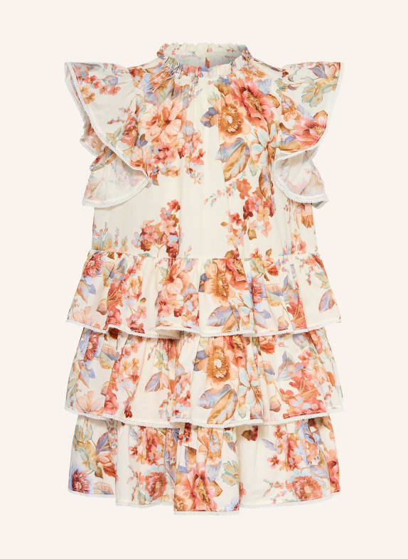 ZIMMERMANN Kleid AWAKEN mit Rüschen CREME / ROSÉ / HELLBLAU