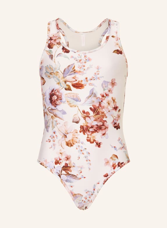 ZIMMERMANN Badeanzug AWAKEN mit Cut-out ECRU / BRAUN / HELLBLAU