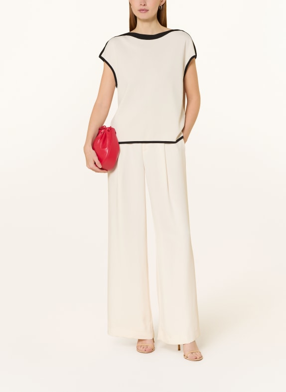 ELENA MIRO gebreid shirt CRÈME / ZWART