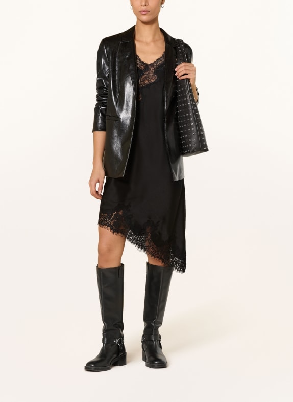 NEO NOIR Satinkleid SORELLE mit Spitze SCHWARZ