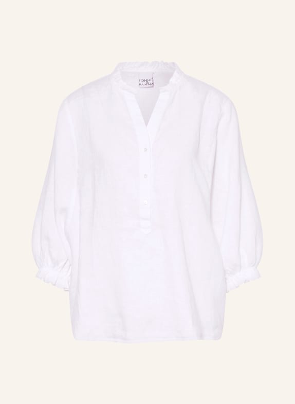 TONNO & PANNA Lněná blůza s 3/4 rukávy BÍLÁ